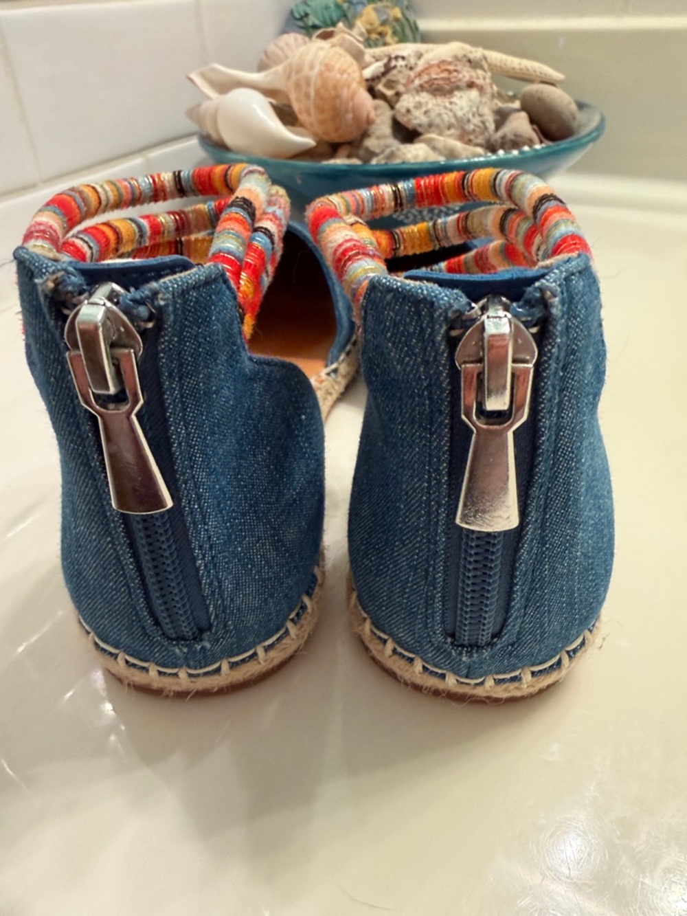 Treasure & Bond Denim Espadrilles with Multicolor Beaded Straps - Picture 5 of 5